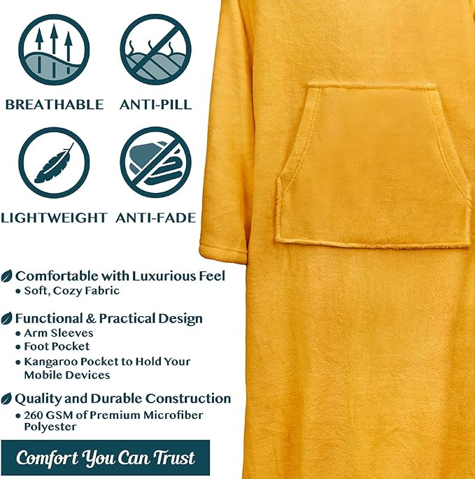 PAVILIA Fleece Blanket with Sleeves, Foot Pockets - Image 4