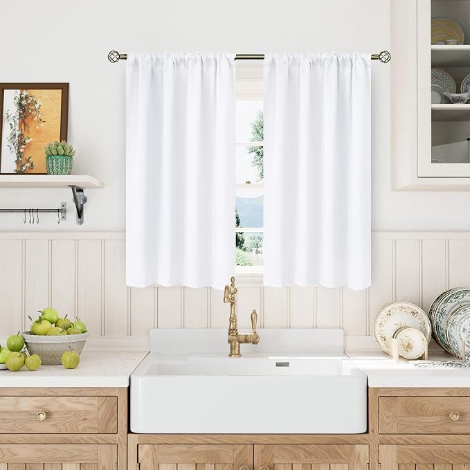 BGment Rod Pocket White Curtains 48 Inches Length - Image 2