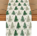 Artoid Mode Xmas Trees Snowflake Christmas Table Runner, Seasonal Winter Green by ArtoidMode