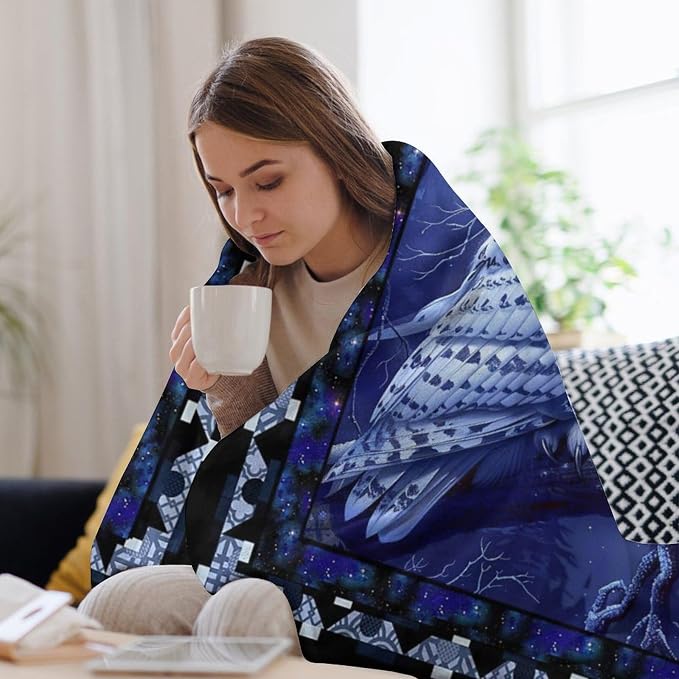 Owl Night Throw Blanket Owls Moon Print Blankets Gifts - Image 5