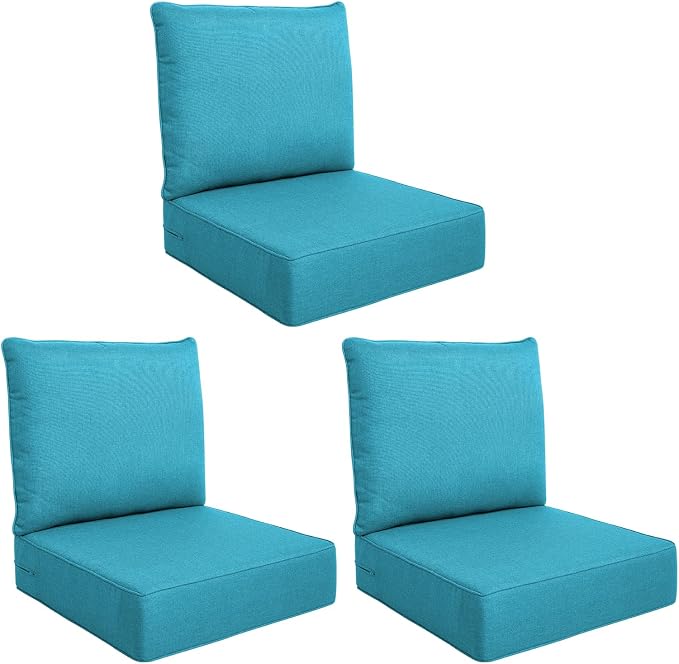 Luxury Outdoor Seat Cushion Set-24 x 24 x 6 Inch Outdoor Chair Cushions Set of 2 by NatureComfyOutdoorFurniture