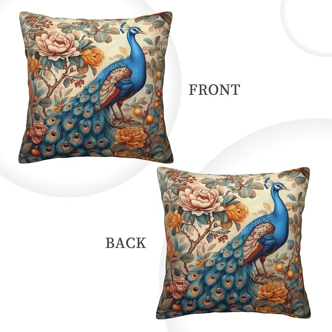 William Morris Abstract Vintage Floral Peacock Design 18x18 inches Throw Pillow - Image 2