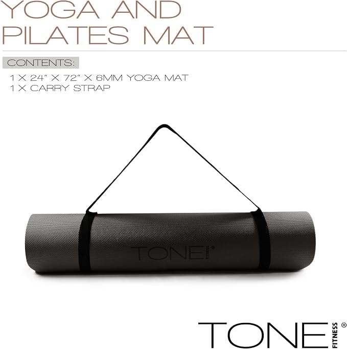 TONE Fitness Yoga Mat 1/4" Thick Non Slip Exercise & Pilates Mat - Image 3