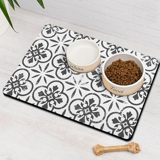 Dog Food Mats for Floors Absorbent, Pet Cat Food Mat by Ayiashiab