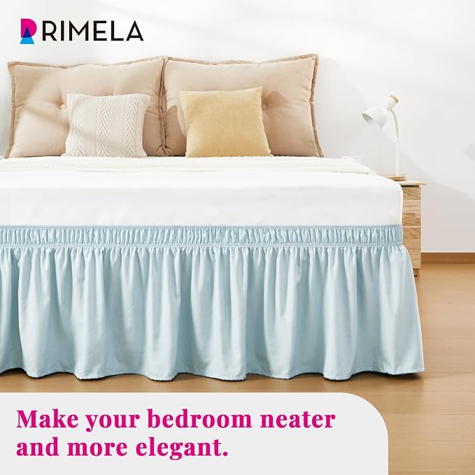 RIMELA Grayish Blue Bed Skirt Queen Size 15 Inch Drop, Wrap Around Elastic - Image 9