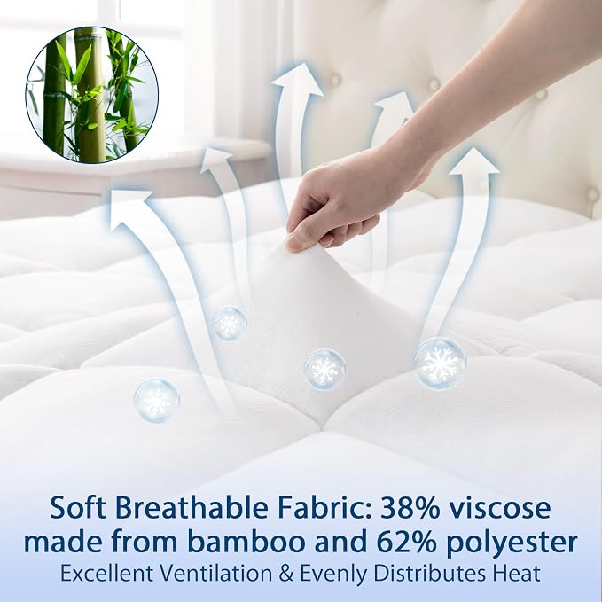 ELEMUSE Twin Cooling Bamboo Viscose Mattress Topper - Image 4