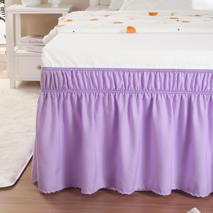 RIMELA Lilac Purple Bed Skirt Twin Size 15 Inch Drop, Elastic Bed Skirting - Image 8