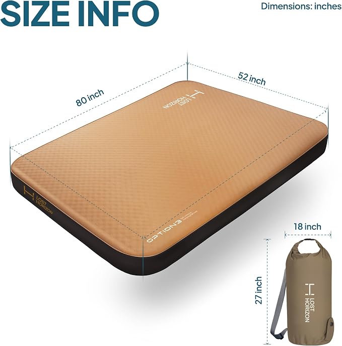 LOSTHORIZON Air & Foam Camping Mattress, Self-Inflating Sleeping Pad, 4.5" Thick - Image 8