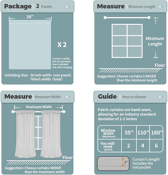 BGment Blackout Curtains for Living Room 84 Inch Length 2 Panels Set, Narrow - Image 6