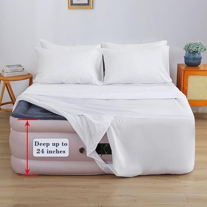 Air Mattress Sheet Set for 16-24 Inch Air Beds Full Size, Deep Pocket Fitted - Image 4