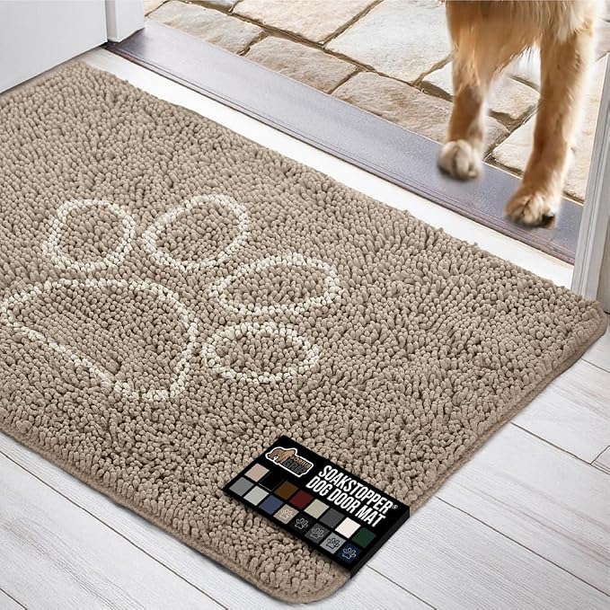 GORILLA GRIP SOAKSTOPPER Dog Door Mat, 48x30 Machine Washable Rug Absorbent by GorillaGrip