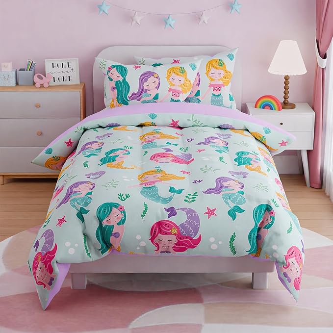 SANDJEST Mermaid Bedding Full for Girls, Ultra Soft Microfiber Comforter Set - Image 4
