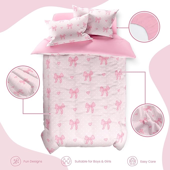 SANDJEST Bow Comforter Set Twin Size 68x86in - Image 2