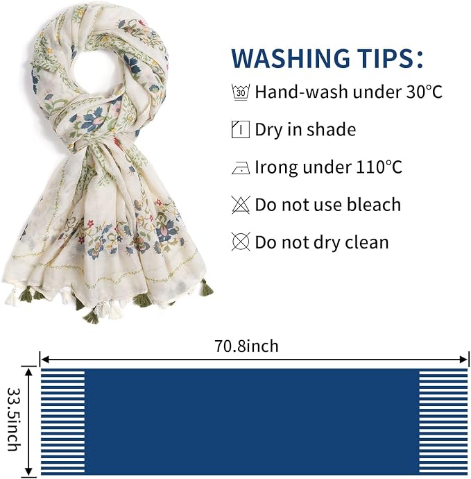 Scarf for Women Lightweight Soft Floral Leopard Printed Scarves Fall Winter - Image 3