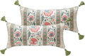 ISAENNE Design Lumbar Retro Elegance Linen Throw Pillow Covers 12"x28" Pack of 2 by Isaennehomedecoration