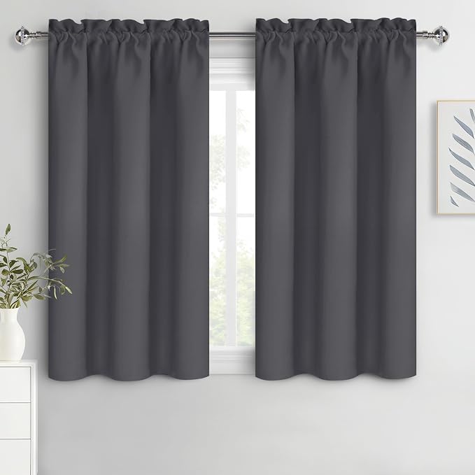 DWCN Kitchen Curtains for Small Windows 45 Inch Length 2 Panels Set, Solid by DWCN