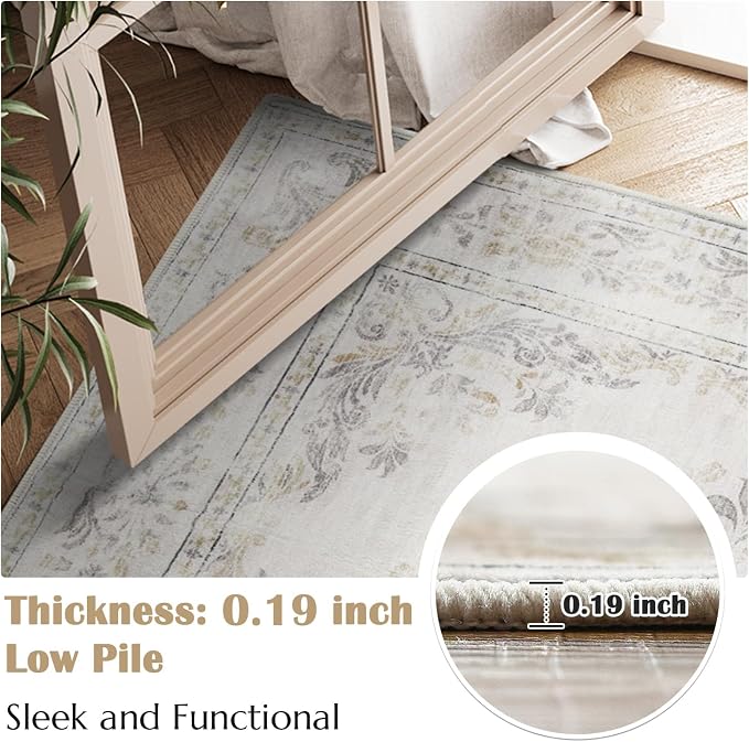 jinchan Vintage Floral Runner Rug 2x6 - Image 3