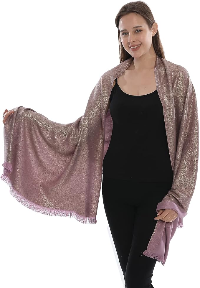 LMVERNA Women's Sparkling Metallic Soft Pashmina Shawls and Wraps Scarf in by LMVERNA