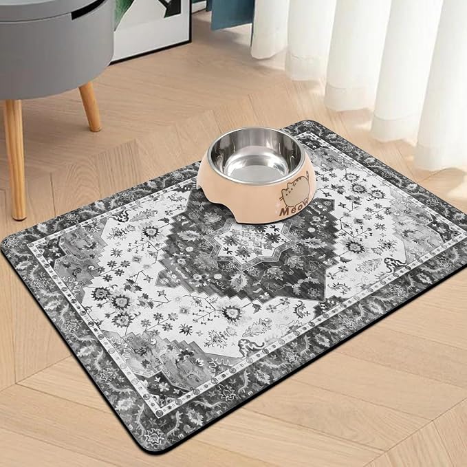 Pet Food Mats for Floor, Absorbent Dog Mat for Food and Water Dispenser Mat - Image 2