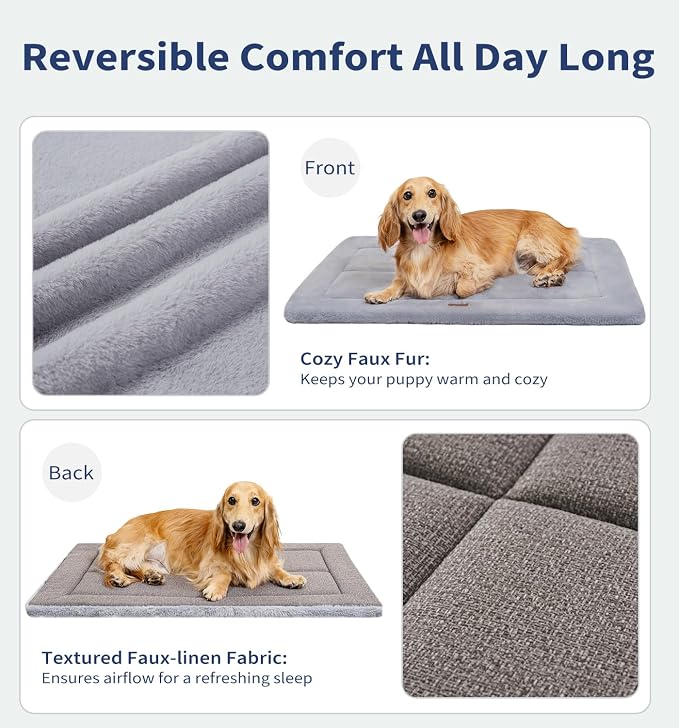 MADE 4 PETS Dog Crate Pad Bed for Small Dogs, Washable & Reversible, Anti-Slip - Image 3