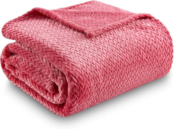 NEWCOSPLAY Super Soft Twin Blanket Coral Pink Premium Silky Flannel Fleece - Image 9