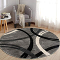 Rugshop Wavy Circles Design Round Rug, Carpet by Rugshop