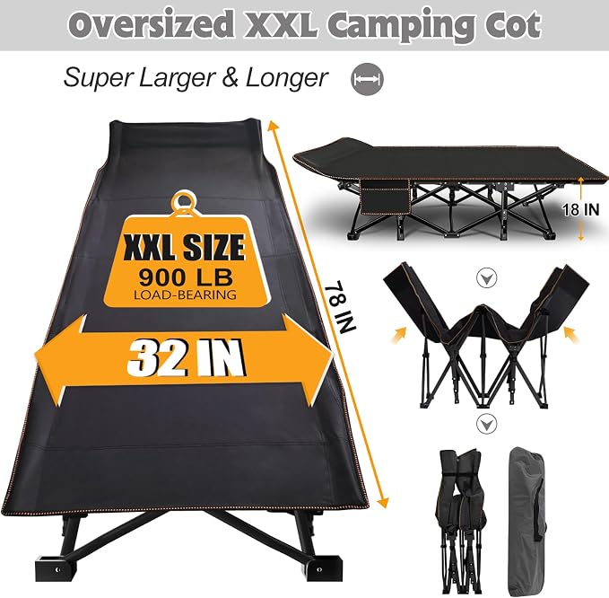 ABORON XXL Camping Cot for Adults 900LBS - Image 5