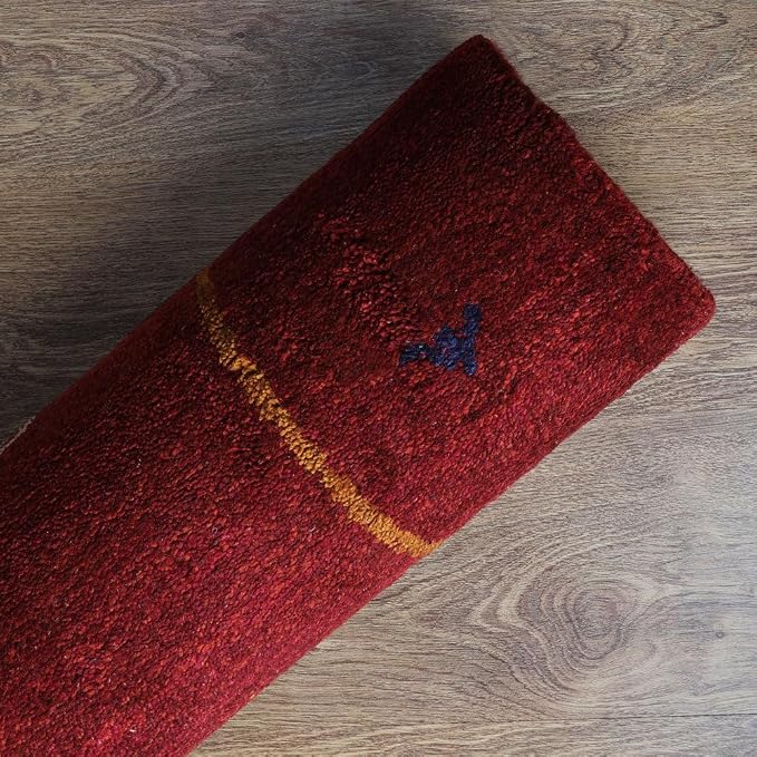Rugsotic Carpets Hand Knotted Gabbeh Wool 6'x9' Area Rug Solid Blue L00111 - Image 7