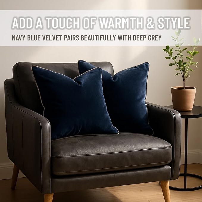 2 Pack Velvet Decorative Throw Pillow Covers, Contrast Piping, Indoor Use - Image 6