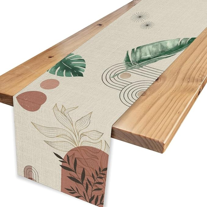 Mid-Century Boho Leaves Table Runner - Image 4
