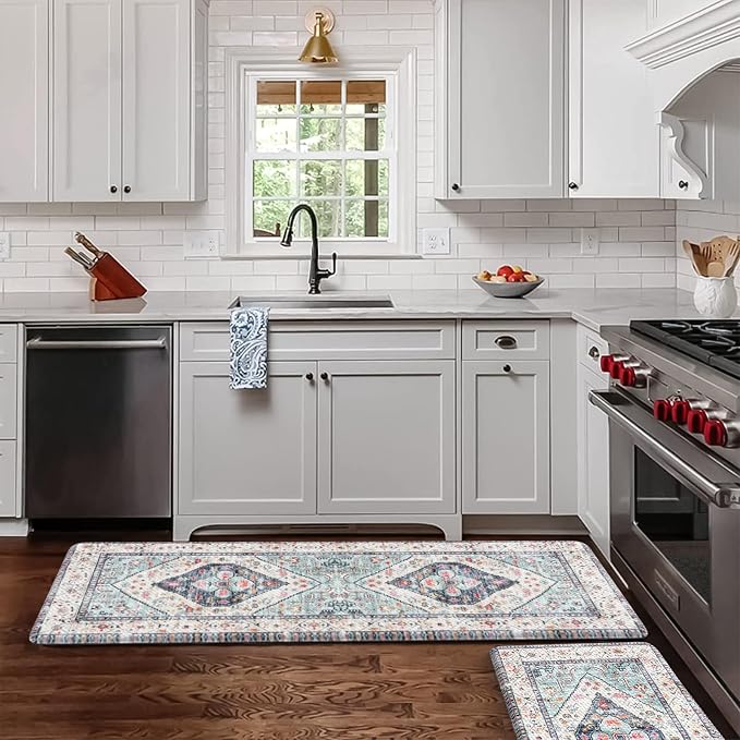 KIMODE Anti Fatigue Kitchen Mats, Boho Vintage Kitchen Rugs Sets of 2, Non Slip - Image 9