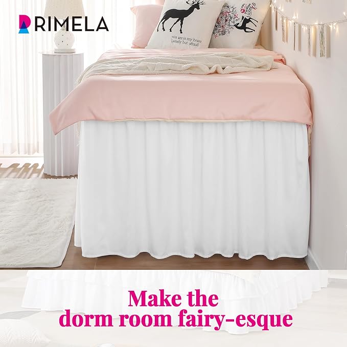 RIMELA Dorm Bed Skirt Twin XL 25 Inch Drop, Extra Long Wrap Around Elastic Bed - Image 6