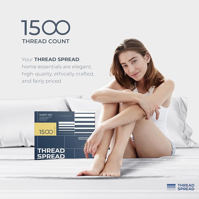 THREAD SPREAD 100% Egyptian Cotton Split King Sheets Sets - Image 8