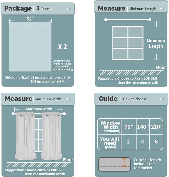 BGment White Blackout Curtains for Living Room 95 Inches Length, Extra Long 2 - Image 3