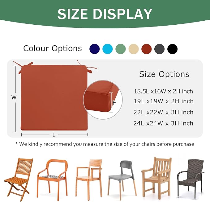 Outdoor Chair Cushions Set of 2: Waterproof & Fade Resistant Deep Seat Cushion - Image 6