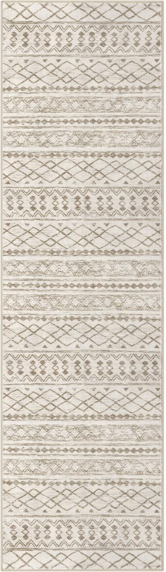 KUTA Boho Runners for Hallways 2x7 Beige Navy Blue Moroccan Washable Runner Rug - Image 8