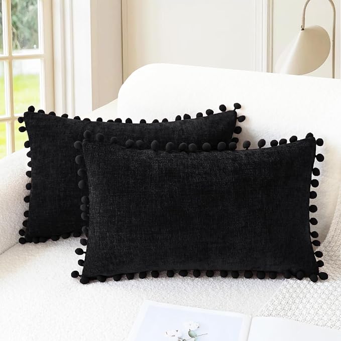 CaliTime Throw Pillow Covers Decorative 20 X 12 Inches Pack of 2 Cozy Solid by CaliTime