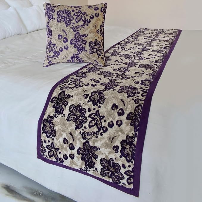 The HomeCentric King/Queen/Twin Purple Designer CA King 86"x18" Bed Runner by TheHomeCentric