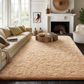 Ophanie 8x10 Beige Area Rugs for Living Room, Large Shag Bedroom Carpet by Ophanie