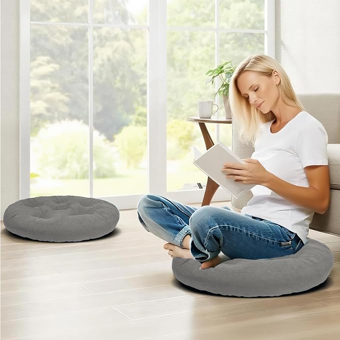 Meditation Floor Pillow Set of 2, Round Large Pillows Seating - Image 3