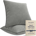 2 Pack Velvet Decorative Throw Pillow Covers, Dove Grey, Contrast Piping by BLAUMARIT%C3%89