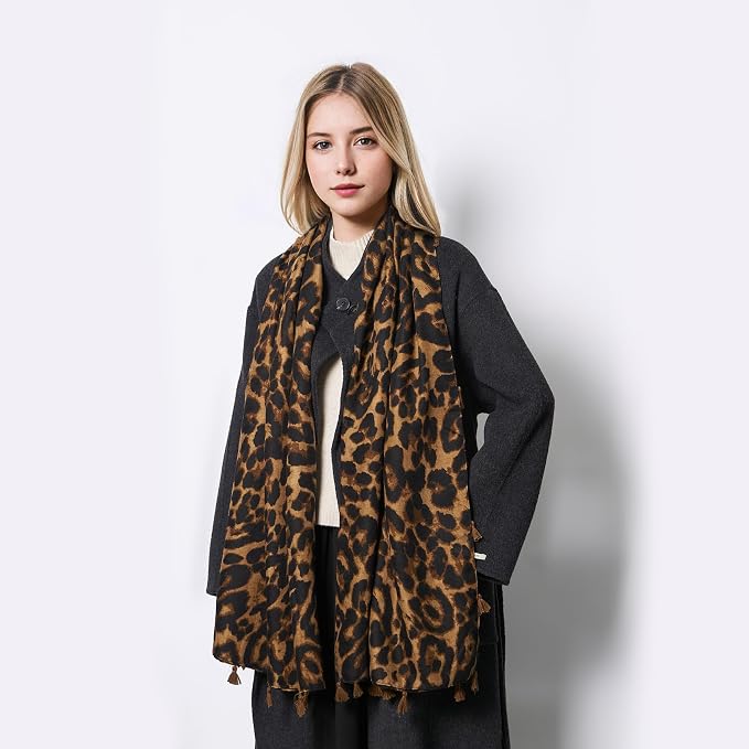 Scarf for Women Lightweight Soft Floral Leopard Printed Scarves Fall Winter - Image 5