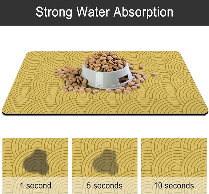 Dog Food Mat for Floors, Absorbent and Quick-Drying Pet Cat Food Mat, - Image 5