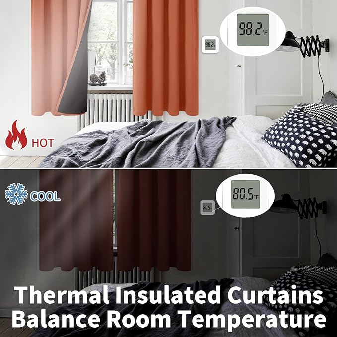 BGment Terracotta 100% Blackout Curtains - Image 4
