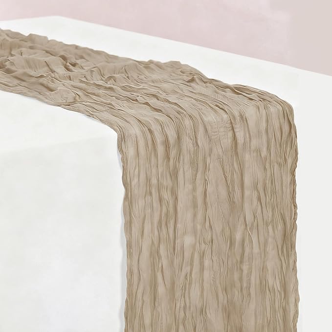 BALCONY & FALCON 2 Pack Nude Cheesecloth Table Runner 10FT 120 Inch Rustic & - Image 5