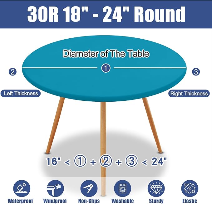 Round Spandex Tablecloth, Elastic Fitted Waterproof Tablecloths - Image 8