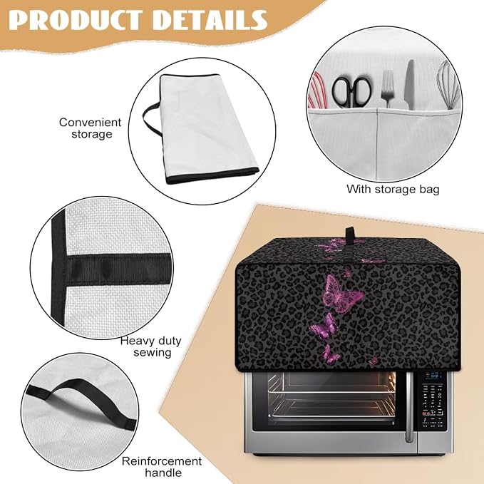 Butterfly Leopard Print Microwave Oven Dust Cover Heavy Duty Microwave Oven - Image 6