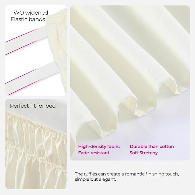 RIMELA Butter Yellow Bed Skirt King Size 15 Inch Drop, Elastic Bed Skirting - Image 6
