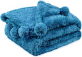 PAVILIA Teal Sherpa Throw Blanket by PAVILIA