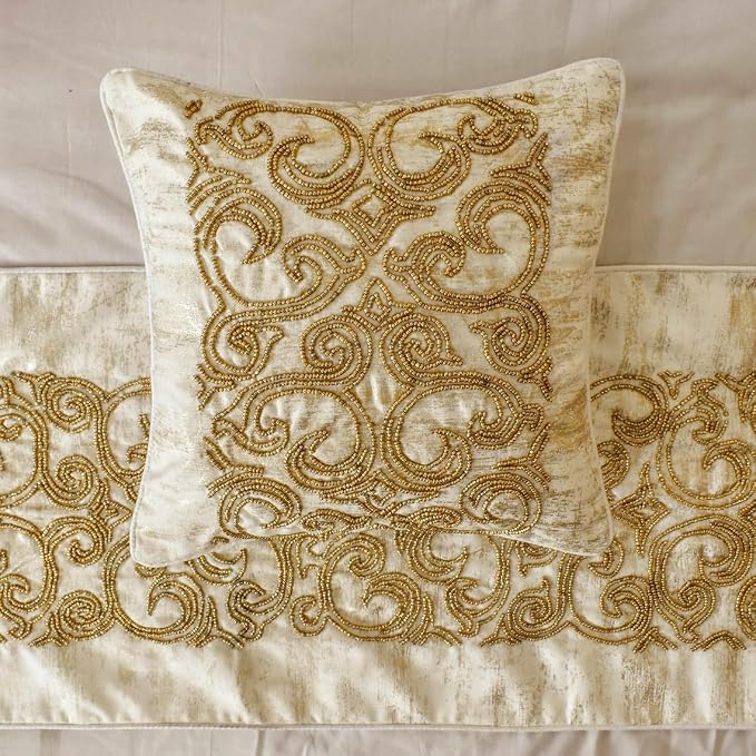 The HomeCentric King/Queen/Twin Gold Designer King 90"x18" Bed Runner - Image 2